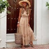 Boho Lace Dress Women White Beach Long Dress Summer Casual Patchwork Maxi Dress Sleeveless V Neck Sundress Elegant Party Dress