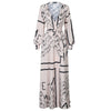 Boho Printed Floral Long Maxi Dress Women Female Casual Loose Ankle-Length Empire V-Neck Long Splits Dresses Vestidos