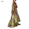 Boho Ruffled Long Dress Women Sexy Backless Sleeveless Floral Print Maxi Robe Elegant Large Hem Sling Long Beach Party Dress