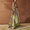 Boho Ruffled Long Dress Women Sexy Backless Sleeveless Floral Print Maxi Robe Elegant Large Hem Sling Long Beach Party Dress