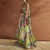 Boho Ruffled Long Dress Women Sexy Backless Sleeveless Floral Print Maxi Robe Elegant Large Hem Sling Long Beach Party Dress