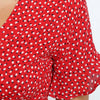 Boho Ruffles Wrap Summer Dress Sexy V Neck Short Sleeve Floral Printed A Line Self Tie Mini Red Dresses For Women Vestidos