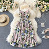 Boho button 2023 Sexy Spaghetti Strap floral print Midi Dress Summer Party Casual Women A-Line Beach Holiday knee length Dress