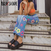 Bold Shade Grunge 90s Jeans Floral Print Patchwork High Waist Y2K Indie Denim Jeans Skater Girl Style Women Trousers New