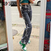 Bold Shade Grunge Streetwear Indie Jeans Tie Dye Skater Denim Pants Boyfriend Jeans 90s Teen Girls Style Y2K Bottom Fall