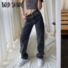 Bold Shade Streetwear Grunge Jeans High Waist Straight Boy Friend Pants Solid Teen Style Women Loose  Jeans Fall Winter