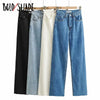 Bold Shade Streetwear Vintage Women 90s Denim Pants High Waist Long Straight Baggy Jeans Skater Girl Style Fall Winter Trousers