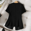 Boliyae 2022 Summer Women Blazer Femme Jackets Black Short Sleeve Small Suit Coat Office Lady Slim Fit Formal Tops
