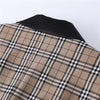 Boliyae Autumn Winter Women Plaid Jacket Double Breasted Elegant Blazers Lady Outerwear Casual Office Trouser Suits Coat