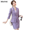 Boliyae Suits with Skirt 2 Piece Set Women Office Blazers Spring and Autumn Female Stripe Jacket Tops Work Clothes Trf