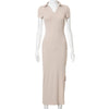 Bomblook Casual  Bodycon Dresses For Women's 2022 Summer Clothing Solid Backless Slim POLO Dress Female Sexy Streetwears