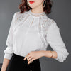 Boollili Women's Blouse Spring Autumn Blouses 2023 Womens Tops and Blouse Vintage Chiffon Lace Blouse White Shirt Camisas Mujer