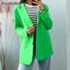 Boraladies 2022 Women Chic Oversized Green Blazer Spring Single Buttons Female Loose Suit Jacket Full Sleeve Outwear Y2K Blazer