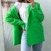 Boraladies 2022 Women Chic Oversized Green Blazer Spring Single Buttons Female Loose Suit Jacket Full Sleeve Outwear Y2K Blazer
