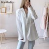 Boraladies Women Chic Oversized Green Blazer Spring Single Buttons Female Loose Suit Jacket Full Sleeve Y2K Outwear Blazer 2022