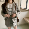 BornSra Chic Two-pieces Set Women Skirt Suit Loose Jacket & Pencil Skirt Casual Female Blazer Sets Women Blazer suit 2022 Summer