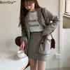 BornSra Chic Two-pieces Set Women Skirt Suit Loose Jacket & Pencil Skirt Casual Female Blazer Sets Women Blazer suit 2022 Summer