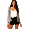 Autumn Women Elegant Sequined Short Blazer Jacket Coat Female Three Quarter Sleeve Black Silver Jacket / Small Blazer
