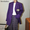Bornladies 2022 Korean Chic Loose Women Blazer Autumn Single Breasted Female Oversized Suit Jacket Full Sleeve Outwear Coats