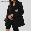 Bornladies 2022 Korean Chic Loose Women Blazer Autumn Single Breasted Female Oversized Suit Jacket Full Sleeve Outwear Coats