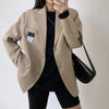 Bornladies 2023 Office Ladies Loose Blazer Suit Single Breasted Female Oversized Suit Jacket Women Korean Full Sleeve Outwear