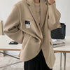 Bornladies 2023 Office Ladies Loose Blazer Suit Single Breasted Female Oversized Suit Jacket Women Korean Full Sleeve Outwear