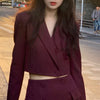 Bornladies Spring 2 Piece Sets Stylish Blazer Suits Women Summer Crop Coat + High Waist Pocket Mini Skirts Suits 2 Pieces Outfit