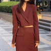 Bornladies Spring 2 Piece Sets Stylish Blazer Suits Women Summer Crop Coat + High Waist Pocket Mini Skirts Suits 2 Pieces Outfit