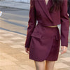 Bornladies Spring 2 Piece Sets Stylish Blazer Suits Women Summer Crop Coat + High Waist Pocket Mini Skirts Suits 2 Pieces Outfit