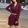 Bornladies Spring 2 Piece Sets Stylish Blazer Suits Women Summer Crop Coat + High Waist Pocket Mini Skirts Suits 2 Pieces Outfit