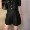 Bornsr 2022 Summer Cotton and Linen Workwear Short Jacket + Pleated Skirt and Culottes Set  Elegant Two Piece Women Dresses