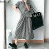 Bornsra 2022 Summer Plaid Short-sleeved Shirt Women+plaid Skirt Suit High Street  Patchwork  Women Shirt and Skirt Set Suit