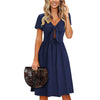 Bow Dress Women  V-Neck Short Sleeve midi Dresses ladies sexy large size Summer solid High waist Dress vestidos mujer