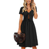 Bow Dress Women  V-Neck Short Sleeve midi Dresses ladies sexy large size Summer solid High waist Dress vestidos mujer