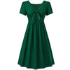 Bow Dress Women  V-Neck Short Sleeve midi Dresses ladies sexy large size Summer solid High waist Dress vestidos mujer