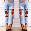 Boyfriend hole ripped jeans women pants Cool denim vintage straight jeans for girl Mid waist casual pants female