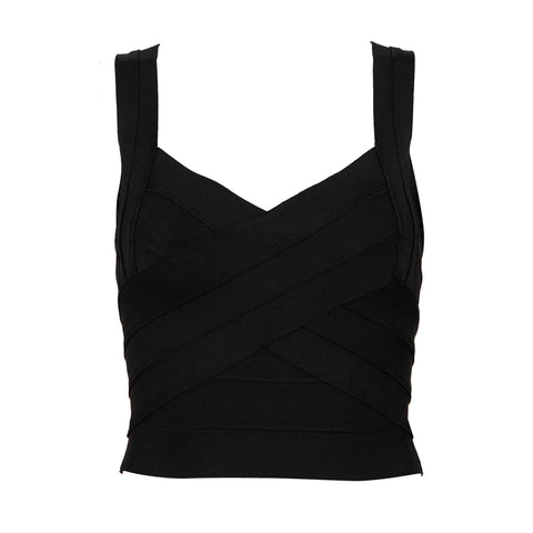 New Sexy Elastic Spaghetti Strap Bandage Top Women Crops Tops For Summer Stretch V-Neck Tight Lady Camis Vest