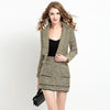 Brand Italy Women Tweed Blazer OL Two Piece Set Twill Plaid Lady Mini Skirt Suit Slim Fit Business Outfit Formal Office Uniform
