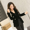 Brand Spring Autumn Women Wine Black Slim Velvet Blazer Jacket Double Breasted Simple Lady Blazers OL Clothing