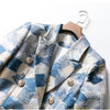 Brand Unique Designing Runway Women Notched Double Breasted Plaid Graffiti Printing Autumn Casual Blazer Jacket
