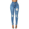 Brand Womens Juniors Ripped High Waist Long Pants Jeans Butt Lift 3 Button Slim Fit Skinny Denim Pants with Ripped Holes