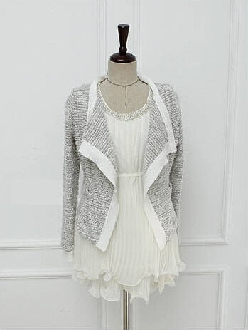 Brand design Autumn and winter fashion women long sleeve knit wo Women linen cardigan Short Design jacket women Blazers A549