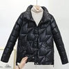 Bright Winter Padded Jacket Women Casual Hooded Down Coat Korean Loose Outerwear Glossy Zip Solid Warm Coat With Pockets