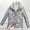 Bright Winter Padded Jacket Women Casual Hooded Down Coat Korean Loose Outerwear Glossy Zip Solid Warm Coat With Pockets