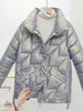 Bright Winter Padded Jacket Women Casual Hooded Down Coat Korean Loose Outerwear Glossy Zip Solid Warm Coat With Pockets