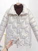 Bright Winter Padded Jacket Women Casual Hooded Down Coat Korean Loose Outerwear Glossy Zip Solid Warm Coat With Pockets