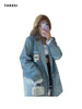 British Style Cowboy Blazer For Women Notched Long Sleeve Pockets Casual Denim Coats Female Outerwear Chic Tops 2023 Autumn