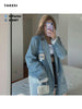 British Style Cowboy Blazer For Women Notched Long Sleeve Pockets Casual Denim Coats Female Outerwear Chic Tops 2023 Autumn