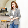 British Style Slim Women Plaid Blazers Preppy Style Vintage Casual 2023 Loose Single Breasted Jacket Women All-match Blazers