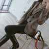 British Style Slim women Plaid Blazers Patch Elbow Patchwork Women Classic Suit Coat Formal Lady Single Breasted Outwear